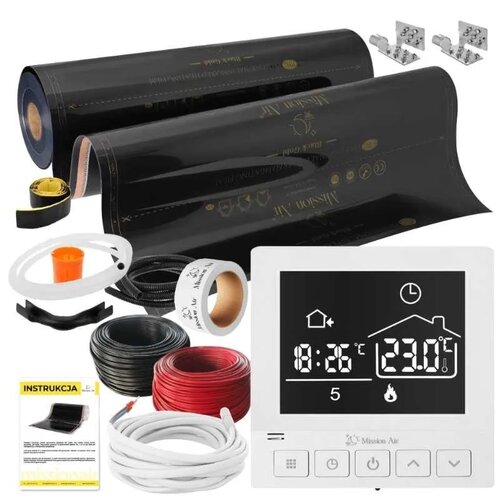 Folia grzewcza na podczerwień MISSION AIR Black Gold PTC 160W/m² 8m² szer. 100cm + regulator Taurus Biały