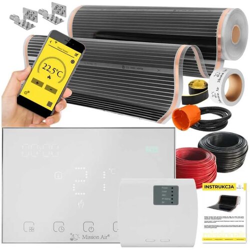 Folia grzewcza na podczerwień MISSION AIR 160 W/m2 Black Gold 5 m2 (5 m x 100 cm) + regulator Gemini Biały WiFi
