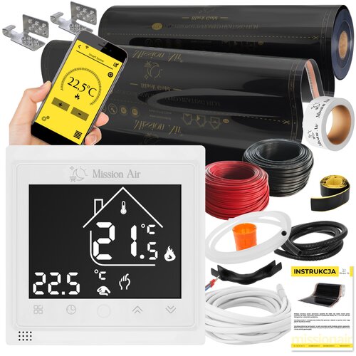 Folia grzewcza na podczerwień MISSION AIR 160 W/m2 Black Gold PTC 3m2 (3m x 100 cm) + regulator Libra Bialy Wi-Fi