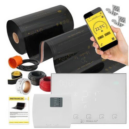 Folia grzewcza pod panele MISSION AIR MAL-160 W/m2 Black Gold 1,5m2 (3m x 50cm) + regulator Gemini Biały Wi-Fi