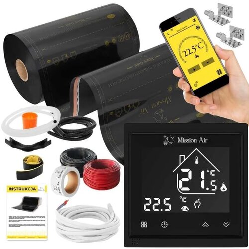 Folia grzewcza na podczerwień MISSION AIR 160 W/m2 Black Gold 5 m2 (10 m x 50 cm) + regulator Libra Czarny WiFi