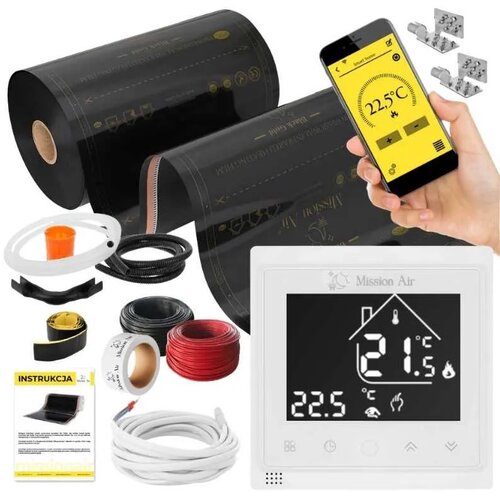 Folia grzewcza na podczerwień MISSION AIR 160 W/m2 Black Gold 5 m2 (10 m x 50 cm) + regulator Libra Biały WiFi
