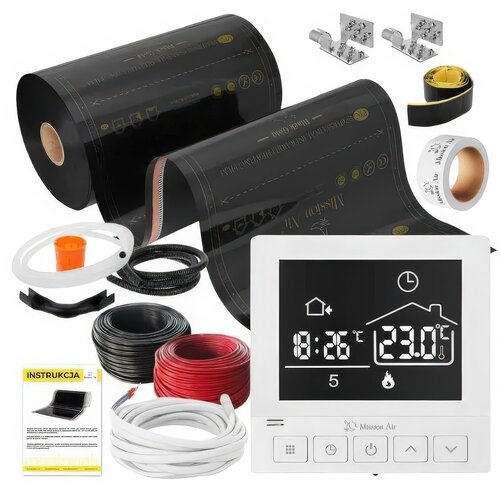 Folia grzewcza pod panele MISSION AIR MAL-160 W/m2 Black Gold 1,5m2 (3m x 50cm) + regulator Taurus Biały Wi-Fi