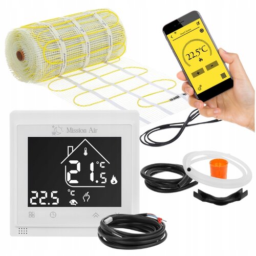 Mata grzewcza pod płytki MISSION AIR MA-160 W/m2 5m2 (10mb x 50cm) + regulator Libra Biały WiFi