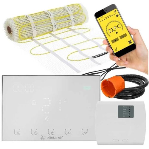 Mata grzewcza pod płytki MISSION AIR MA-160W/m² 14 m² (28 m x 50 cm) + regulator Gemini Biały WiFi