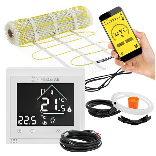 Mata grzewcza pod płytki MISSION AIR PTC MA-160W/m²  3m² (6mb x 50cm) + regulator Libra Biały WiFi