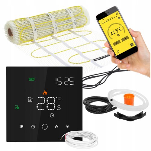 Mata grzewcza pod płytki MISSION AIR PTC MA-160W/m2 6m² (12mb x 50cm) + regulator Leo Czarny Wi-Fi
