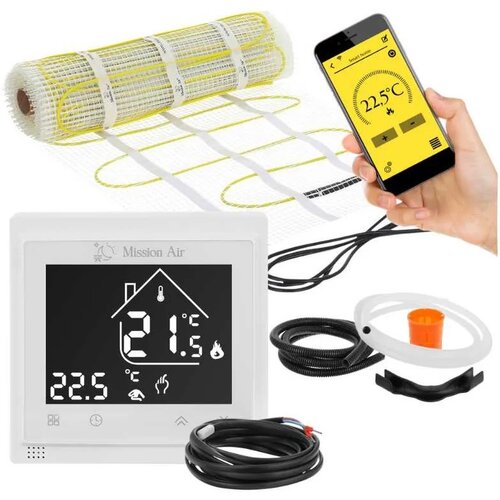 Mata grzewcza pod płytki MISSION AIR MA-160W/m² 16 m² (32mb x 50cm) + regulator Libra Biały WiFi