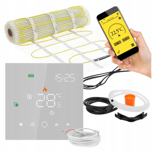 Mata grzewcza pod płytki MISSION AIR PTC MA-160W/m2 18m² (36mb x 50cm) + regulator Leo Biały Wi-Fi