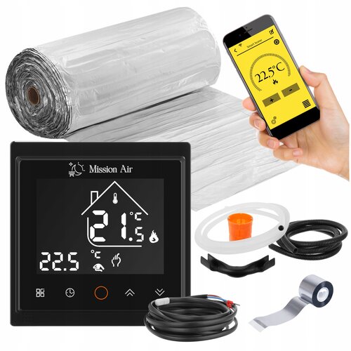 Mata grzewcza pod panele MISSION AIR PTC MAL-160W/m2 3.5m² (7mb x 50cm) + regulator Libra Czarny WiFi