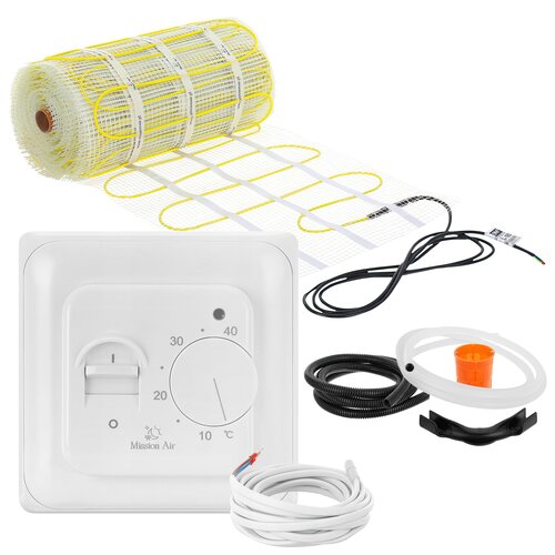 Mata grzewcza pod płytki MISSION AIR MA-160W/m² 16m² (32mb x 50cm) + regulator Aries Biały