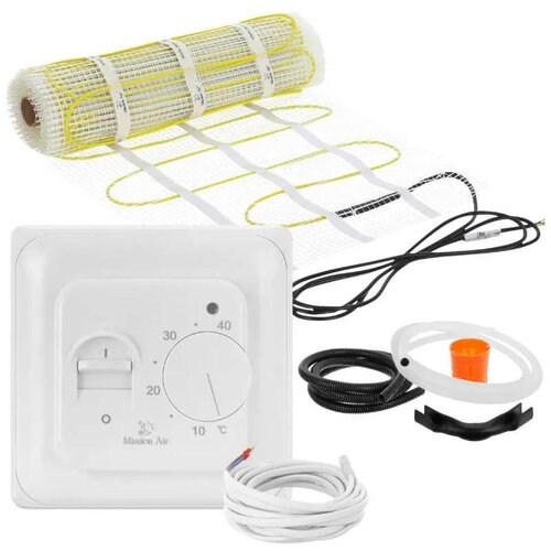 Mata grzewcza pod płytki MISSION AIR MA-160W/m 10 m² (20 m x 50 cm) + regulator Aries Biały