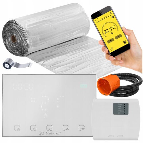 Mata grzewcza pod panele MISSION AIR PTC MAL-160W/m2 4m² (8mb x 50cm) + regulator Gemini Biały WiFi