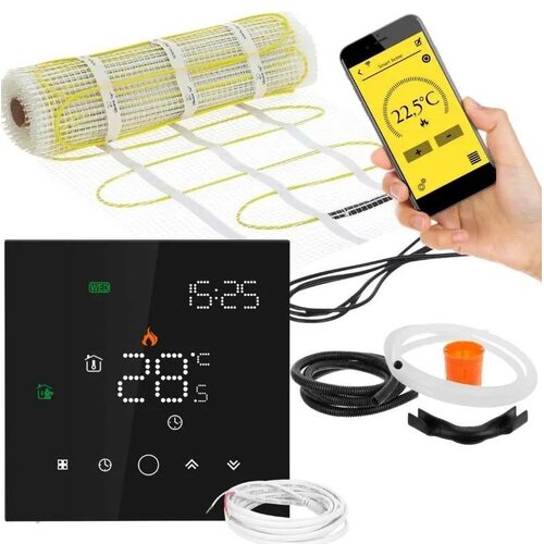 Mata grzewcza pod płytki MISSION AIR MA-160W/m 0,5 m² (1 m x 50 cm) + regulator Leo Czarny WiFi