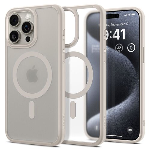 Etui SPIGEN Ultra Hybrid Mag MagSafe do Apple iPhone 15 Pro Beżowy Mat