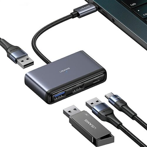 Hub USAMS SJ627HUB01 USB Typu C Szary