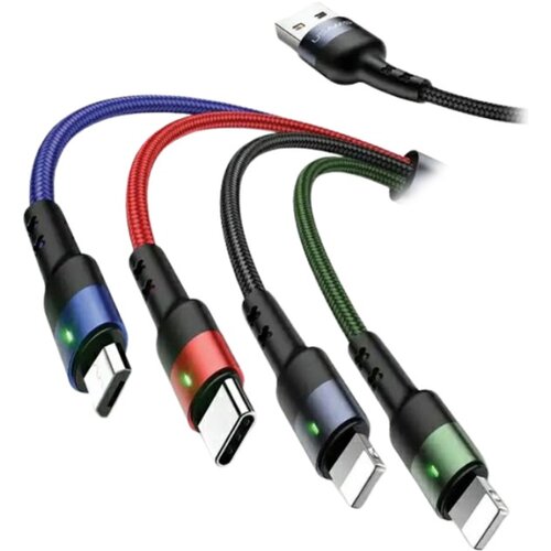 Kabel USB - Lighting/Lighting/Micro USB/USB-C USAMS Fast Charging 10W 1.2 m Czarny