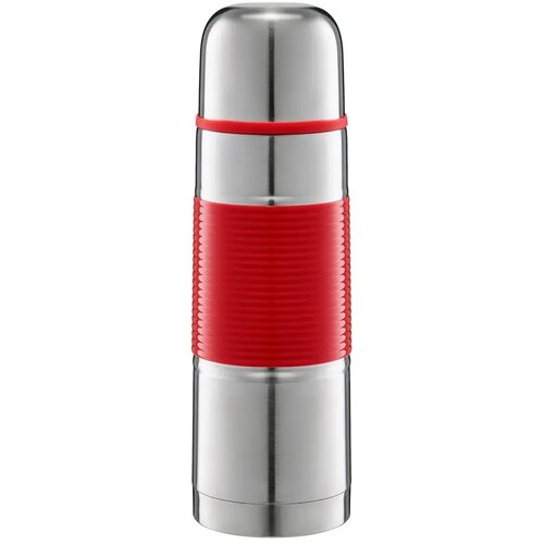 Termos AMBITION Gummy 350 ml Srebrno-czerwony