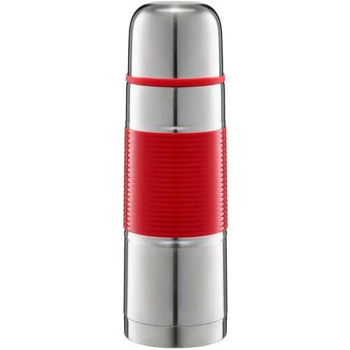Termos AMBITION Gummy 750 ml Srebrno-czerwony
