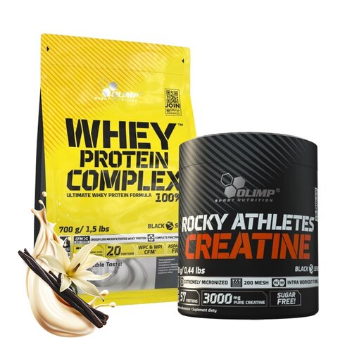 Odżywka białkowa OLIMP Whey Protein Complex 100% Waniliowy (700 g) + Monohydrat kreatyny OLIMP Rocky Athletes Creatine (200 g)