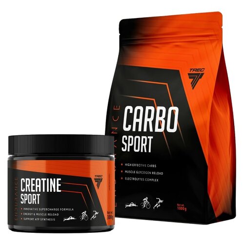 Odżywka węglowodanowa TREC NUTRITION Endurance Carbo Sport Cytrynowy (1000 g) + Monohydrat kreatyny TREC NUTRITION Endurance Kiwi (300 g)