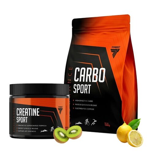 Odżywka węglowodanowa TREC NUTRITION Endurance Carbo Sport Cytrynowy (1000 g) + Monohydrat kreatyny TREC NUTRITION Endurance Kiwi (300 g)
