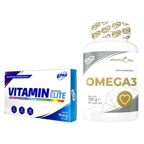 Kompleks witamin i minerałów 6PAK Vitamin Elite (60 kapsułek) + Kwasy Omega-3 6PAK Effective Line (90 kapsułek)