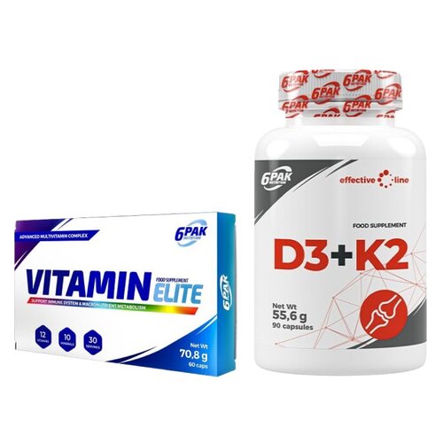 Kompleks witamin i minerałów 6PAK Vitamin Elite (60 kapsułek) + Witamina D3+K2 6PAK (90 kapsułek)