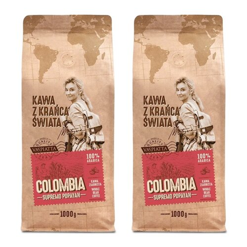 Kawa ziarnista VASPIATTA Z Krańca Świata Colombia Supremo Popayan Arabica Martyna Wojciechowska 2 x 1 kg