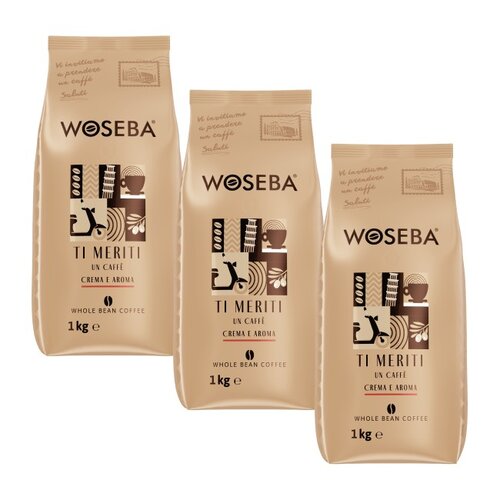 Kawa ziarnista WOSEBA Ti meriti un caffè Crema e Aroma 3 x 1 kg