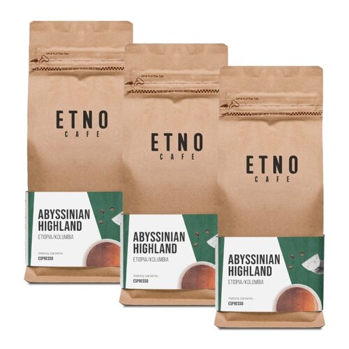 Kawa ziarnista ETNO CAFE Abyssinian Highland Arabica 3 x 1 kg