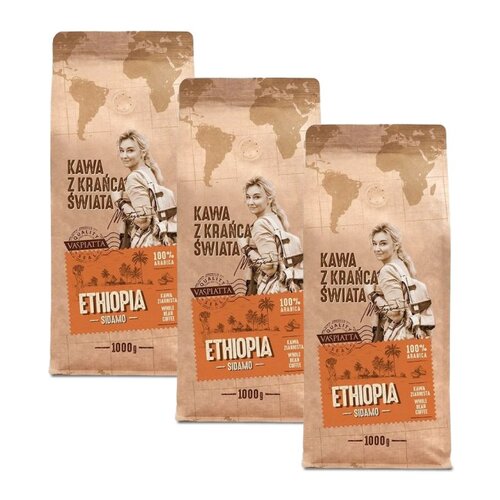 Kawa ziarnista VASPIATTA Z Krańca Świata Ethiopia Sidamo Arabica Martyna Wojciechowska 3 x 1 kg