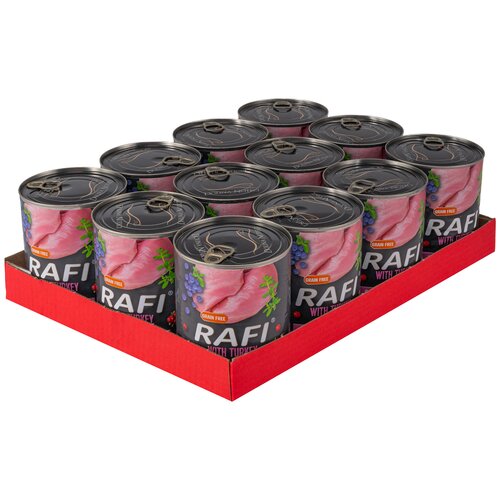 Karma dla psa RAFI z indykiem, borówką i żurawiną 12 x 800 g