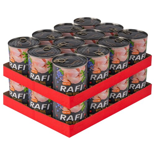 Karma dla psa RAFI z przepiórką, borówką i żurawiną 24 x 800 g