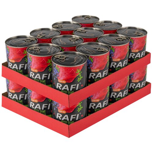 Karma dla psa RAFI z dziczyzną, borówką i żurawiną 24 x 800 g