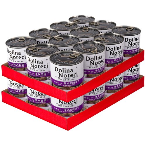Karma dla psa DOLINA NOTECI Premium bogata w królika z żurawiną 24 x 800 g