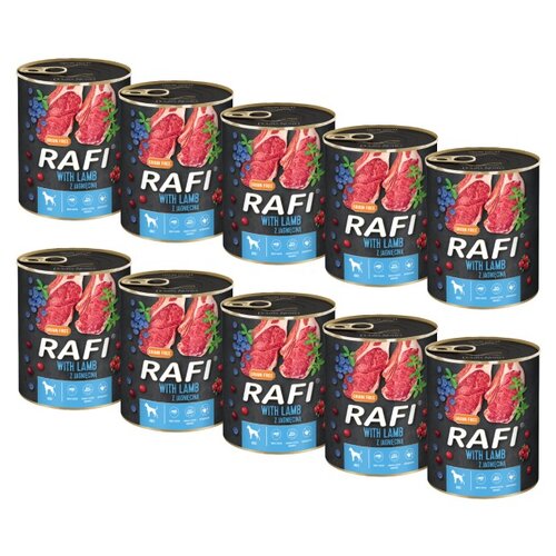Karma dla psa RAFI z jagnięciną, borówką i żurawiną 10 x 800 g