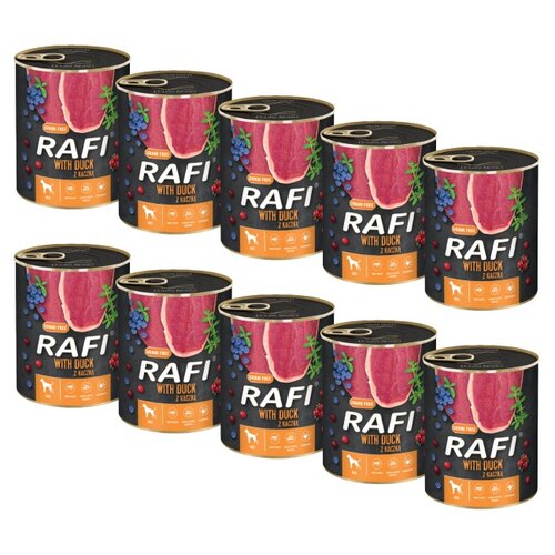 Karma dla psa RAFI Kaczka z borówką i żurawiną 10 x 800 g