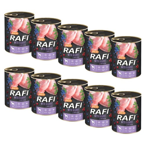 Karma dla psa RAFI Królik z borówką i żurawiną 10 x 800 g