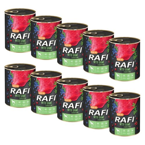 Karma dla psa RAFI z dziczyzną, borówką i żurawiną 10 x 800 g