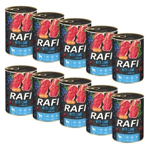 Karma dla psa RAFI z jagnięciną, borówką i żurawiną 10 x 400 g