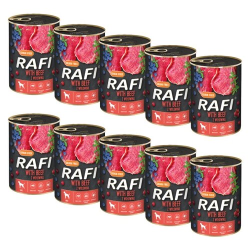Karma dla psa RAFI Wołowina z borówką i żurawiną 10 x 400 g