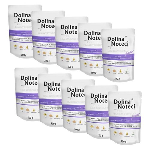 Karma dla psa DOLINA NOTECI Premium bogata w wątróbkę z królika z ozorami z jelenia 10 x 100 g