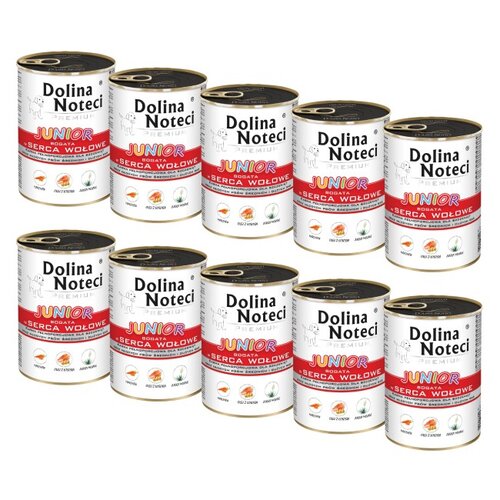Karma dla psa DOLINA NOTECI Premium Junior Serca Wołowe 10 x 400 g