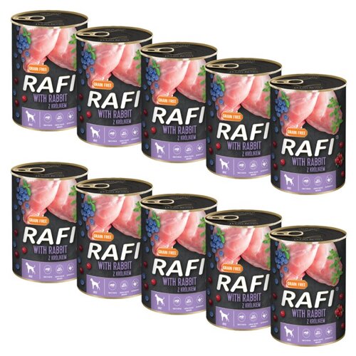 Karma dla psa RAFI Królik z borówką i żurawiną 10 x 400 g