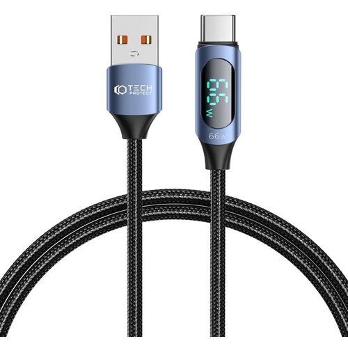 Kabel USB - USB-C TECH-PROTECT UltraBoost LED 66W 6A 1 m Niebieski