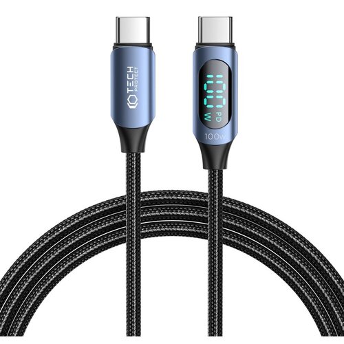 Kabel USB-C - USB-C TECH-PROTECT UltraBoost LED PD100W 5A 2 m Niebieski