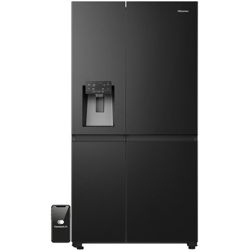 Lodówka HISENSE RS818N4TFC Side by Side No Frost 179cm Czarna Kostkarka Wi-Fi ConnectLife Metal Tech Cooling