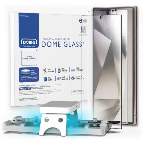 Szkło hartowane WHITESTONE Dome Glass do Samsung Galaxy S24 Ultra (2szt.) + Lampa UV