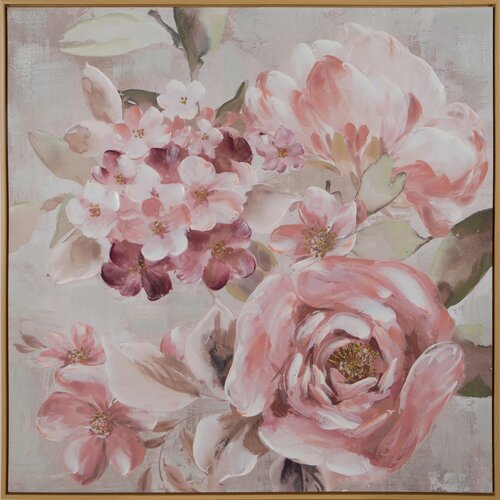 Obraz EUROFIRANY Flora 611 80 x 80 cm Ciemnoróżowy